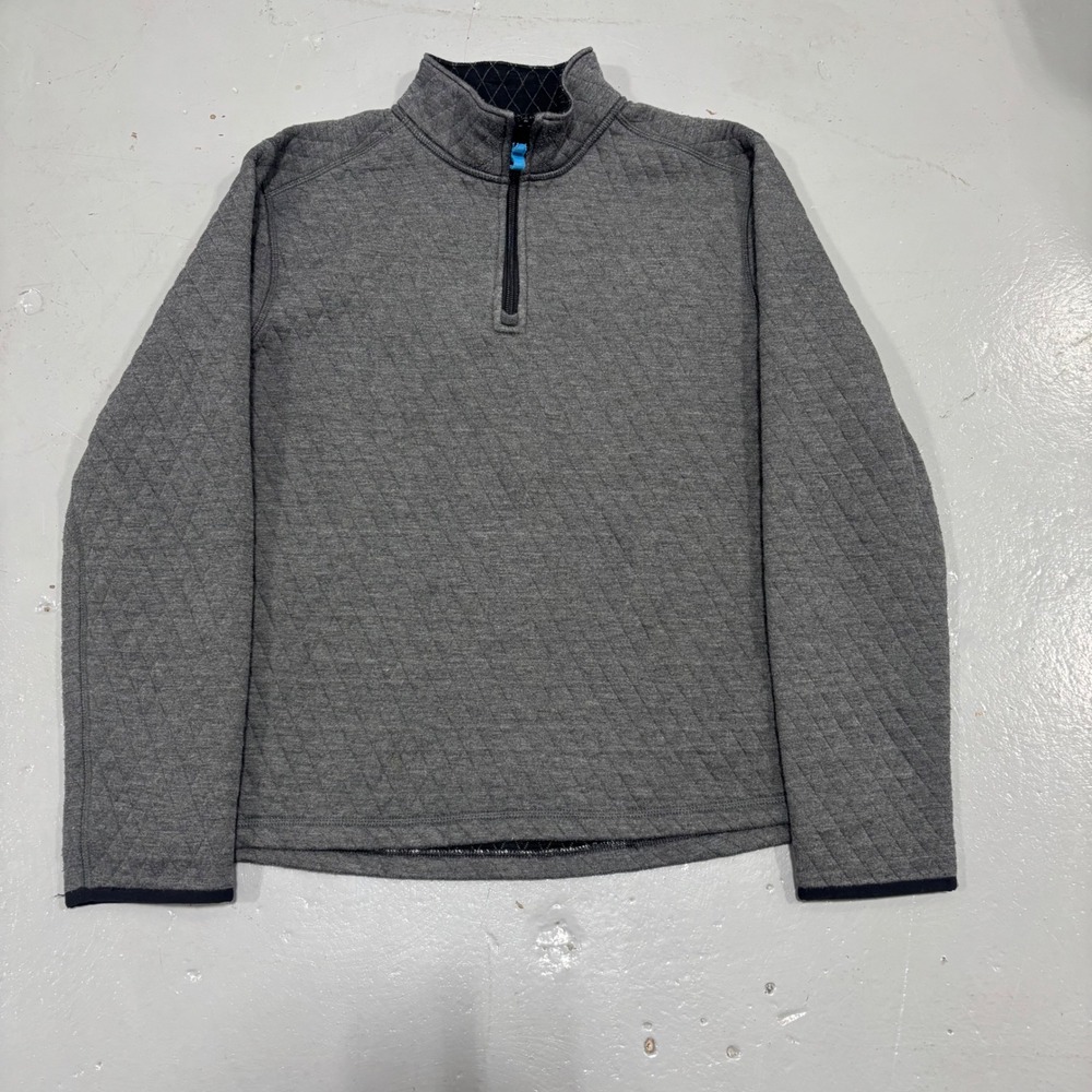 J.Crew Mens Authentic Fleece Diamond Quilted Quarter Zip Pullover Gray Medium